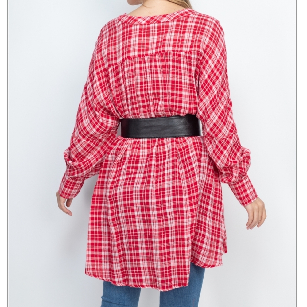 Plaid Print Tunic Top - Picture 3 of 7